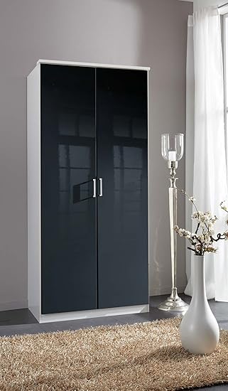Lifestyle4living Kleiderschrank Schrank Drehturenschrank Drehturen Schlafzimmerschrank Dielenschrank Wascheschrank Schwarz Weiss Hochglanz Amazon De Kuche Haushalt