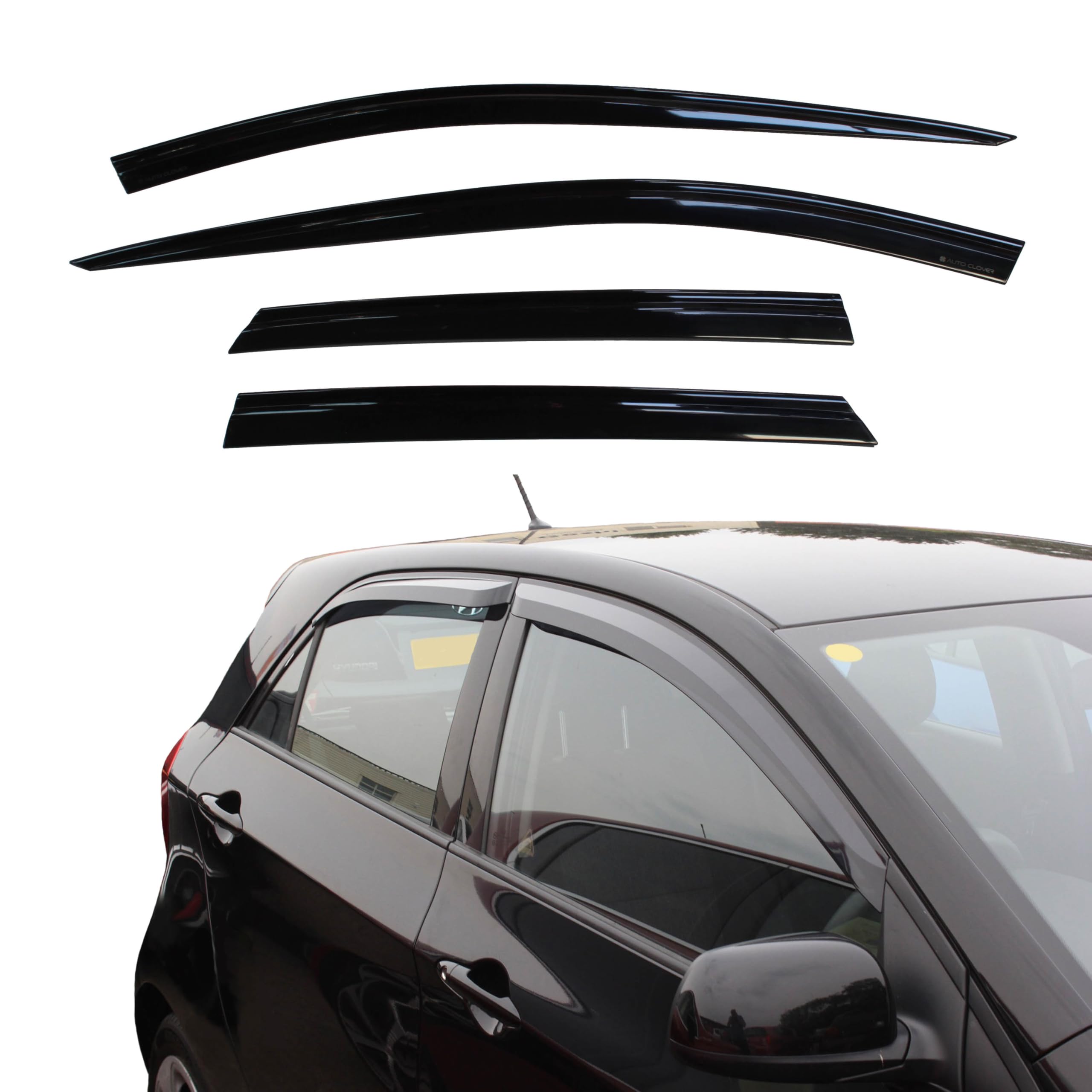 AUTO CLOVER Wind Deflectors Set for Kia Picanto 2012-2016 (4 pieces)