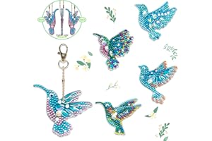 Sonsage 5 PCS Diamond Painting Keychains Kits for Adult Kids Birds Double Sided Key Chains Diamond Art Craft DIY Animal Key Ring Paint with Diamonds Dots Pendant Gift Decor