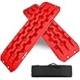 YIYITOOLS Recovery Traction Tracks 2 Piece, Tire Traction Mats for Off Road Mud Sand Snow, 4WD Tire Ladder Lift Mat for Cars Trucks SUVs Vehicle Extraction, Red