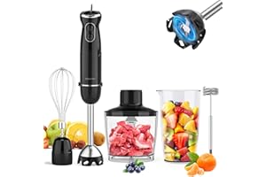 Immersion Blender Handheld, 1000W Scratch Resistant Hand Blender, Abuler 5 in 1 Emulsifier Blender Mixer, BPA-Free 12 Speed Stick Blender, Beaker, Chopper, Whisk, Frother, for Soup, Sauce (Black)