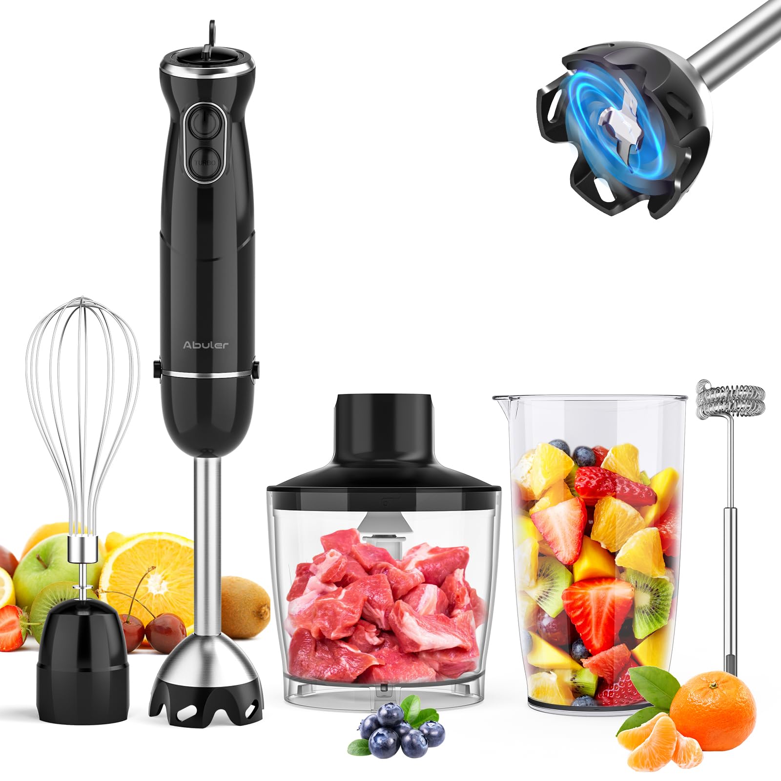 Photo 1 of Immersion Blender Handheld, 800W Scratch Resistant Hand Blender, Abuler 5 in 1 Emulsifier Blender Mixer, BPA-Free 12 Speed Stick Blender, Beaker, Chopper, Whisk, Frother, for Soup, Sauce, Baby Food