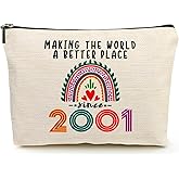 Suemetic 25th Birthday Gifts for Her Makeup Bags, 2001 Happy 25th Birthday Decorations for Women Her, 25 Year Old Gifts Ideas for Daughter, Sister, BFF, Female, Teenage Girls, Cosmetic Travel Pouch