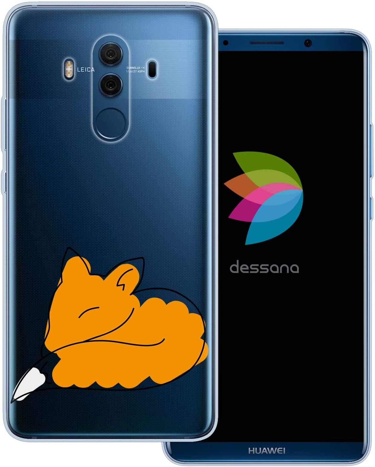 dessana Comic Foxes Transparent Protective Case Phone Cover for Huawei Mate 10 Pro Fox Sketch