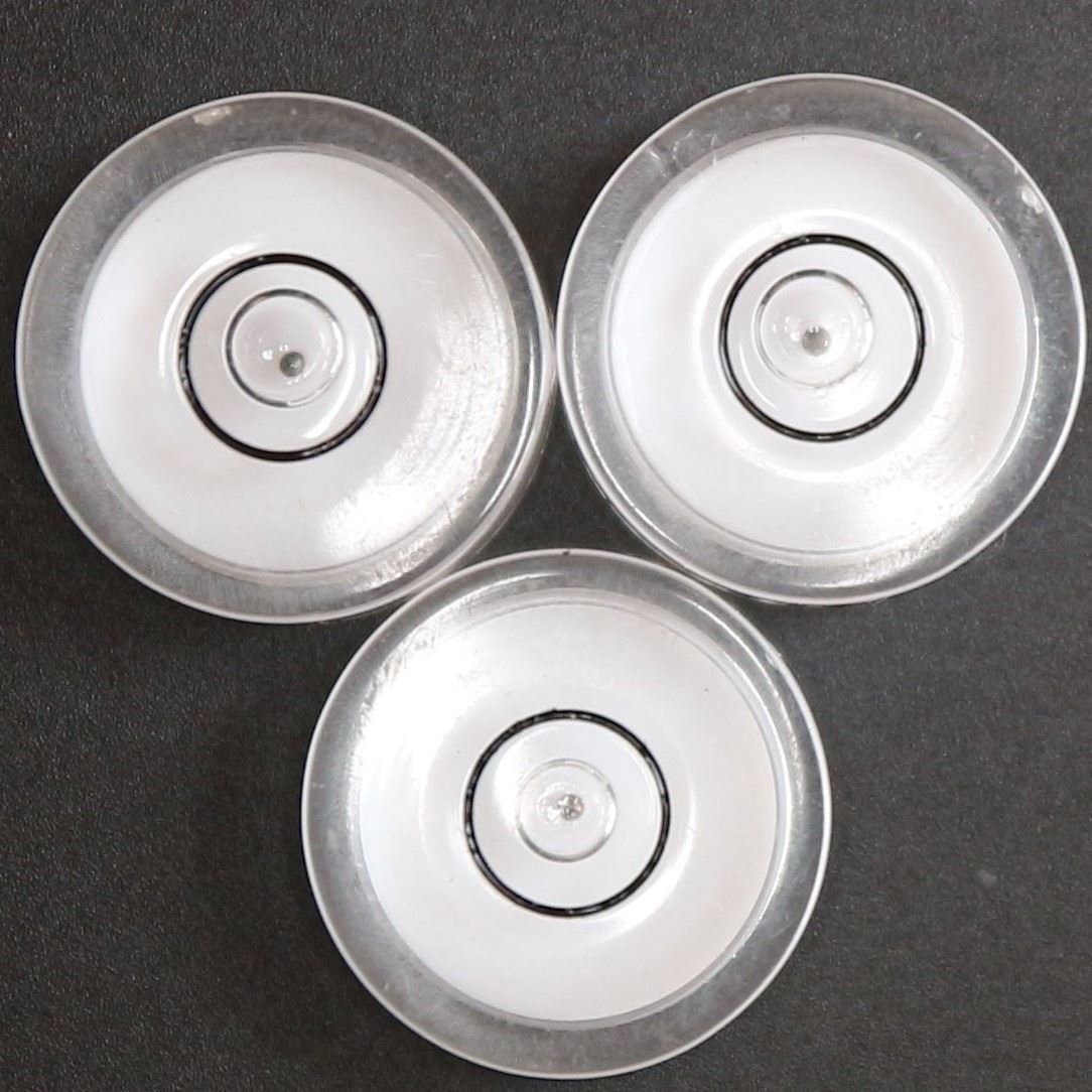 3 x Professional Spirit Bubble Level (in White) with Metal Ball Guide/Small Mini Bullseye Vial Round Circular (Supplied with a Gift Box)