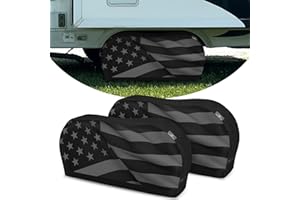 Explore Land Tough Dual Axle Tire Cover for Truck SUV Trailer Camper RV - Heavy Duty Wheel Protector Universal Fit Tire Diameters 26''-28.75'' (American Flag, M)
