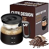 Foubret Coffee Pot Mug,16Oz Mini Glass Coffee Pot Coffee Mug with Spill Proof Lid & Heat Proof, Coffee Pot Cup Gifts for Coffee Lovers (1PC)