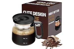 Foubret Coffee Pot Mug, 16 Oz Mini Glass Coffee Pot Coffee Mugs with Spill Proof Lid and Heat Proof, Coffee Cup Gifts for Cof