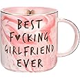 Hendson Best Girlfriend Ever - Anniversary, Romantic Gift - Funny Cute Couple Birthday Ideas for Her - Pink Marble Mug, Ceramic 11.5oz Coffee Cup