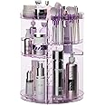 Rotating Makeup Organizer for Vanity, DIY Adjustable Tray Spinning Skincare Organizers Countertop, Cosmetic Display Case with Perfume Tray Brush Holder, Bathroom Desk Corner Storage Carousel Rack