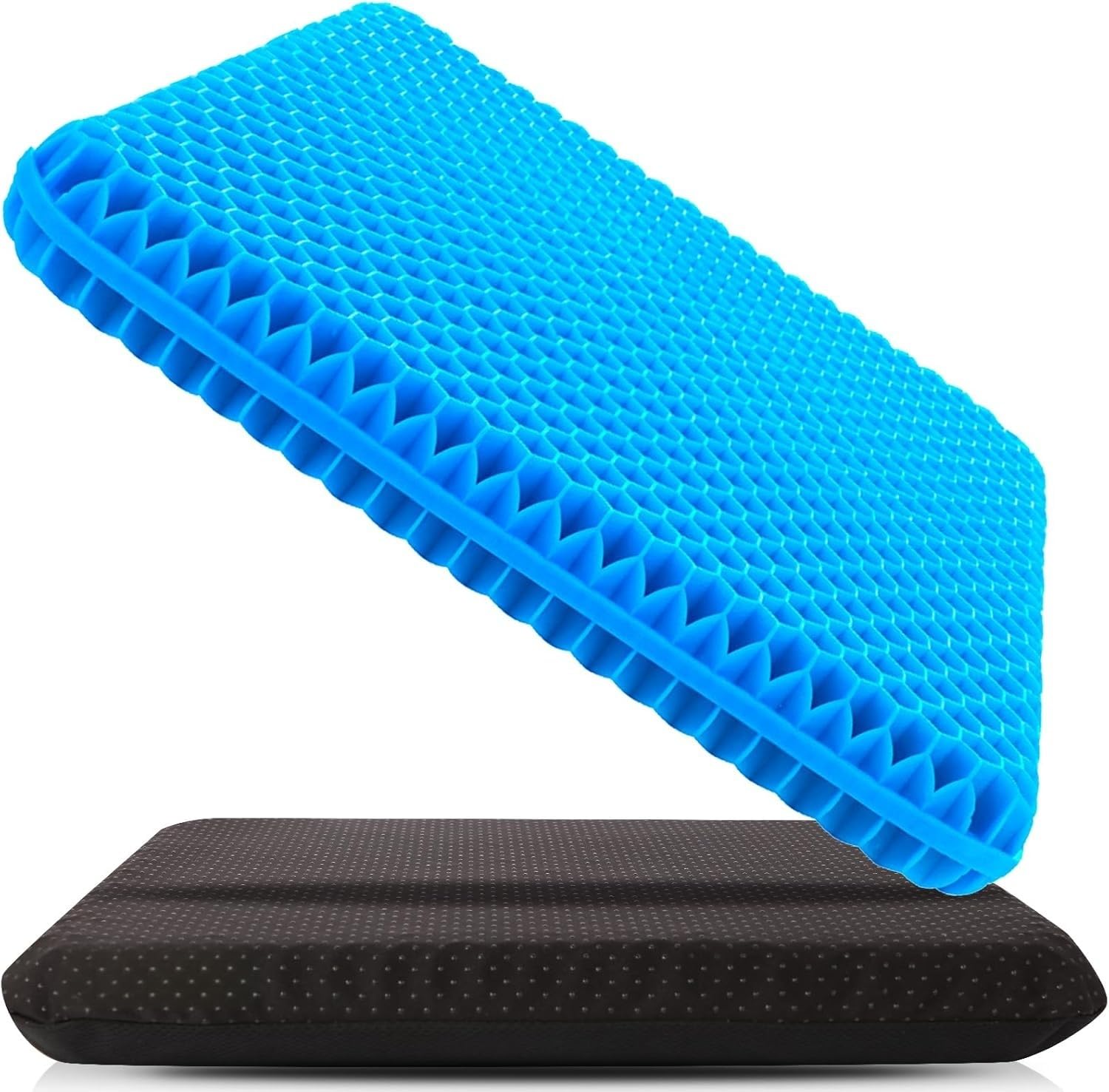 Spring.Rd 1.4"(4CM) Thick Gel Seat Cushion, Double Large Breathable Honeycomb Design Cool Gel Cushion with Washable Seat Cover for Office Chair Car Wheelchair,Pressure Relief Back Tailbone Pain