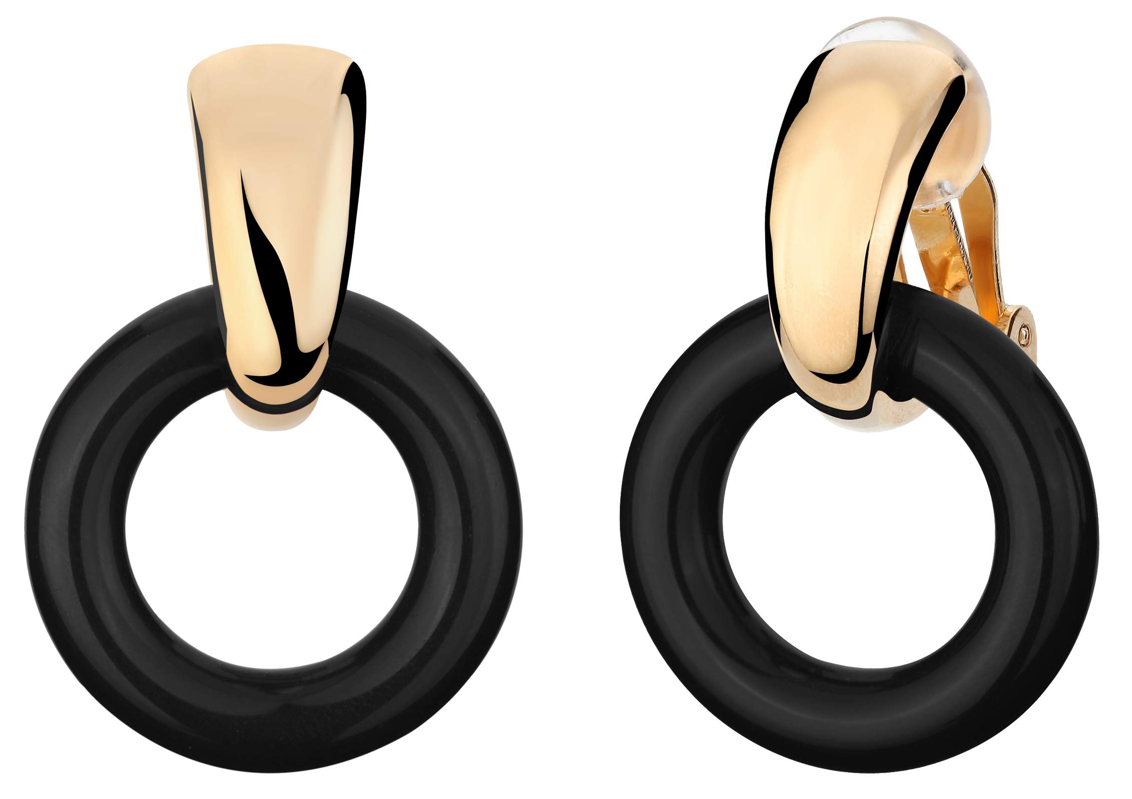 Traveller® 157220 Jewellery Earring Clip 22 Carat Gold-Plated Black Resin