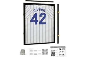 Flybold Jersey Frame - Jersey Display Case - Sports Jersey Framing Kit for Football, Basketball, Baseball and More - 98% Anti Fade UV Protection - Large Matte Black Memorabilia Shadow Box with Lock