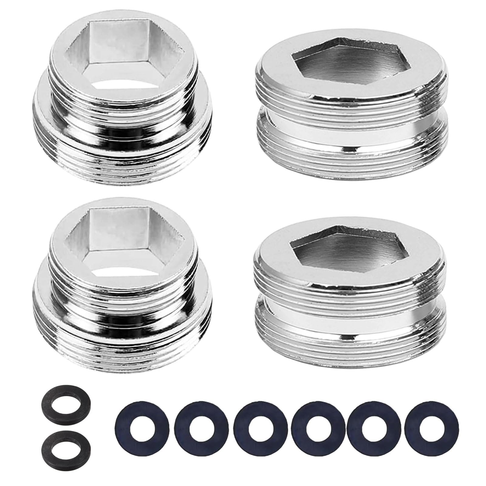 DEFIYEAR Faucet Adapter Kit - Tap Faucet Adapter, 4PCS M16 to M22, M22 to M22 Male Thread Tap Aerator Connector with Gasket, Universal Faucet Adaptor for Kitchen Bathroom Sink Garden Hose Water Filter