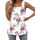 zeagoo Tank Tops for Women 2026 Summer Square Neck Loose Fit Side Split Casual Flowy Sleeveless Shirts S-XXL