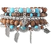 EDWTG Western Turquoise Bracelet for Women Western Beaded Bracelets Stack Boho Country Bracelet Jewelry