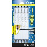 Pilot FriXion Clicker Erasable Design Collection Dots, Refillable &amp; Retractable Gel Ink Pens, Fine Point 0.7mm, Black Ink, 5-Pack