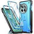 Poetic Revolution Case for OnePlus 12 5G (2024), Built-in Screen Protector [Work with Fingerprint ID], [2 Front Frame] Full Body Rugged Shockproof Protective Cover Case with Kickstand, Blue