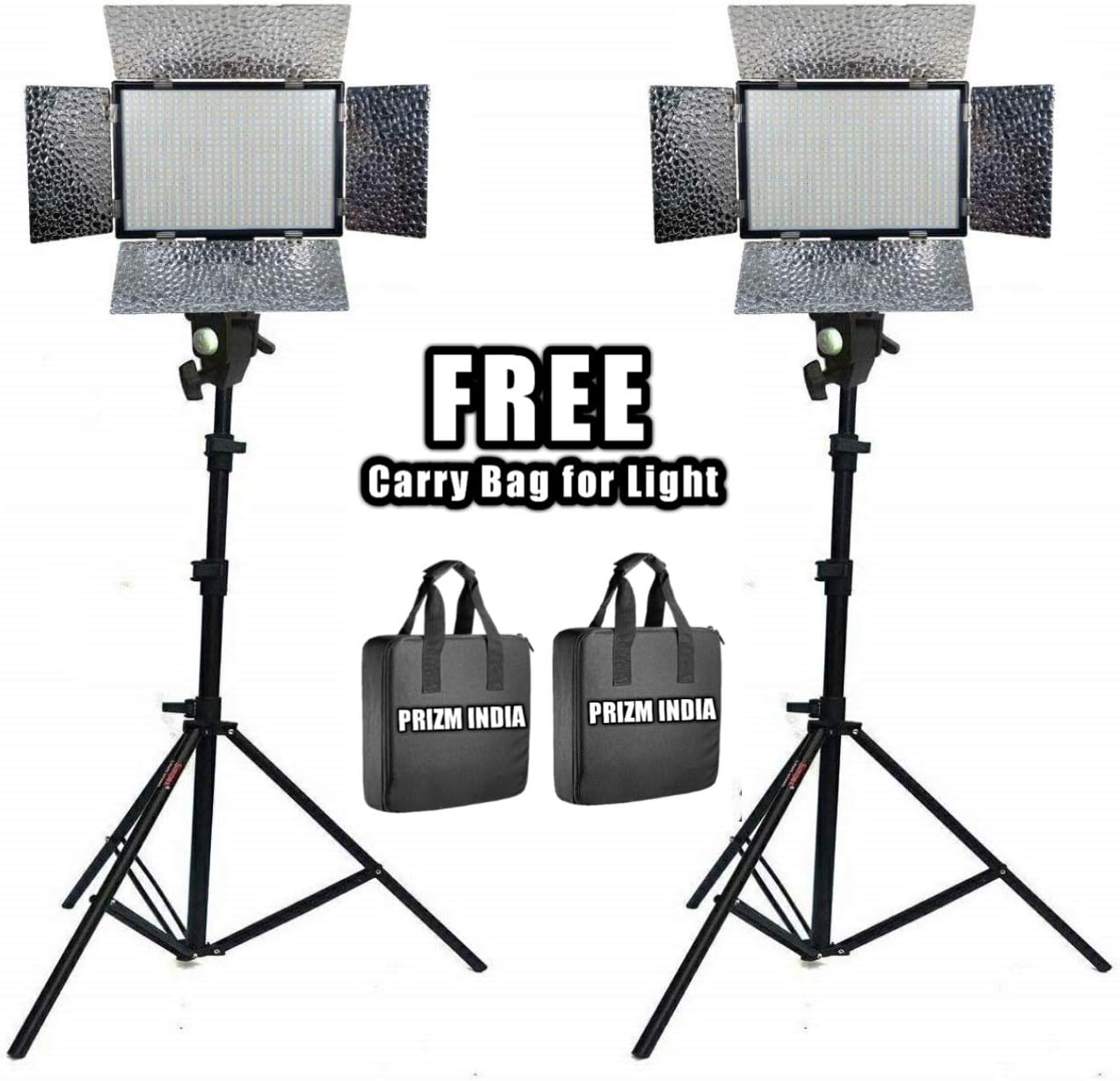 Digitek 520 LED Video Light Kit D520 (2) with Battery and Charger Light Stand with Free Lights Carry Bag for YouTube Studio Photography, Video Shooting