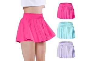 EXARUS Girls Butterfly Shorts Flowy Dance Skorts Cheer Teen Athletic Skirt Flutter Tennis Tween Preppy Outfit Kid 6-14Y