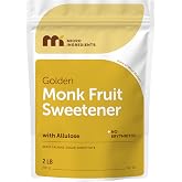 Micro Ingredients Golden Monk Fruit Sweetener with Allulose, 2 lbs, Pouch, 1:1 Brown Sugar Substitute, No Erythritol, No Aftertaste, 0 Calorie Alternative for Baking, Coffee, Tea, Keto, Vegan-Non-Gmo