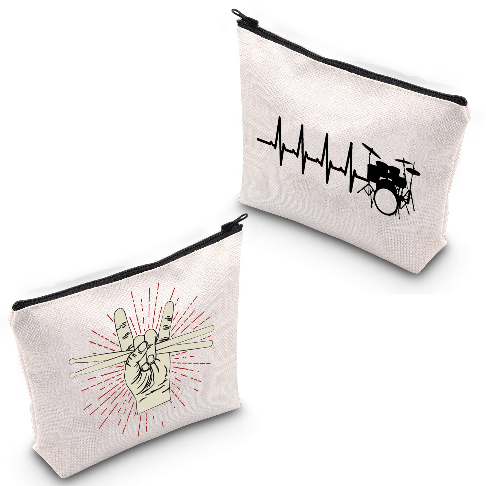 PLITI Drummer Gifts Drummer Cosmetic Bag Drum Lovers Gifts Drum Player Band Gifts Percussionist Music Teacher Gifts (Drumming handU)