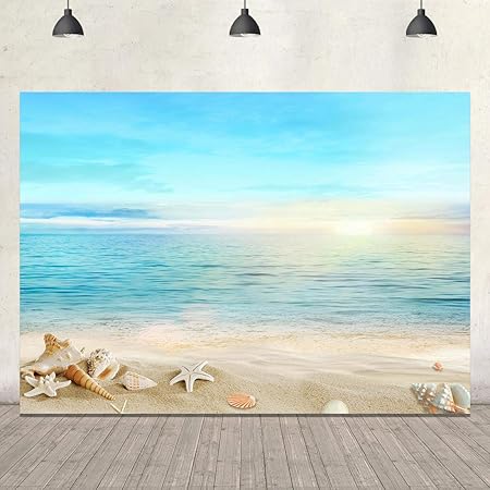Amazon 夏の貝殻 ビーチ背景 トロピカルな海 写真背景 7x5フィート 日光 海 海 海 ヒトデ パーティー ベビーシャワー 誕生日 バナー ポートレート プール テーブル アクセサリー ビデオ 写真ブース小道具 バックペーパー 背景布 通販