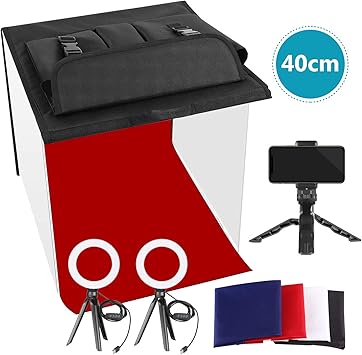 Neewer Foto Estudio Caja 40x40cm Table Top Foto Luz Caja Kit de Iluminación Continua con 3