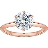 SMILEST 2ct Moissanite Engagement Rings for Women, Lab Created Moissanite 925 Sterling Silver 6 Claw Knife Edge Solitaire Ring for Women Jewelry Gifts