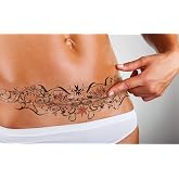 TuckTats Blossom Temporary Tattoo for Scars &ndash; Realistic Waterproof Scar Cover Tattoo for Tummy Tuck, Mastectomy, C-Section &amp; Top Surgery &ndash; Floral Design, Long Lasting 5&ndash;7 Days