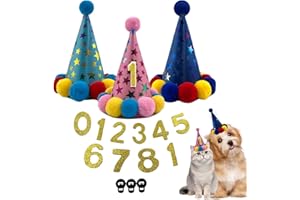 Arogheiz 3/5Pcs Small Cats Dogs Birthday Hats Set， Kitten Puppies Party Decoration Hats Grooming Accessories (3 Pcs Classic Style)