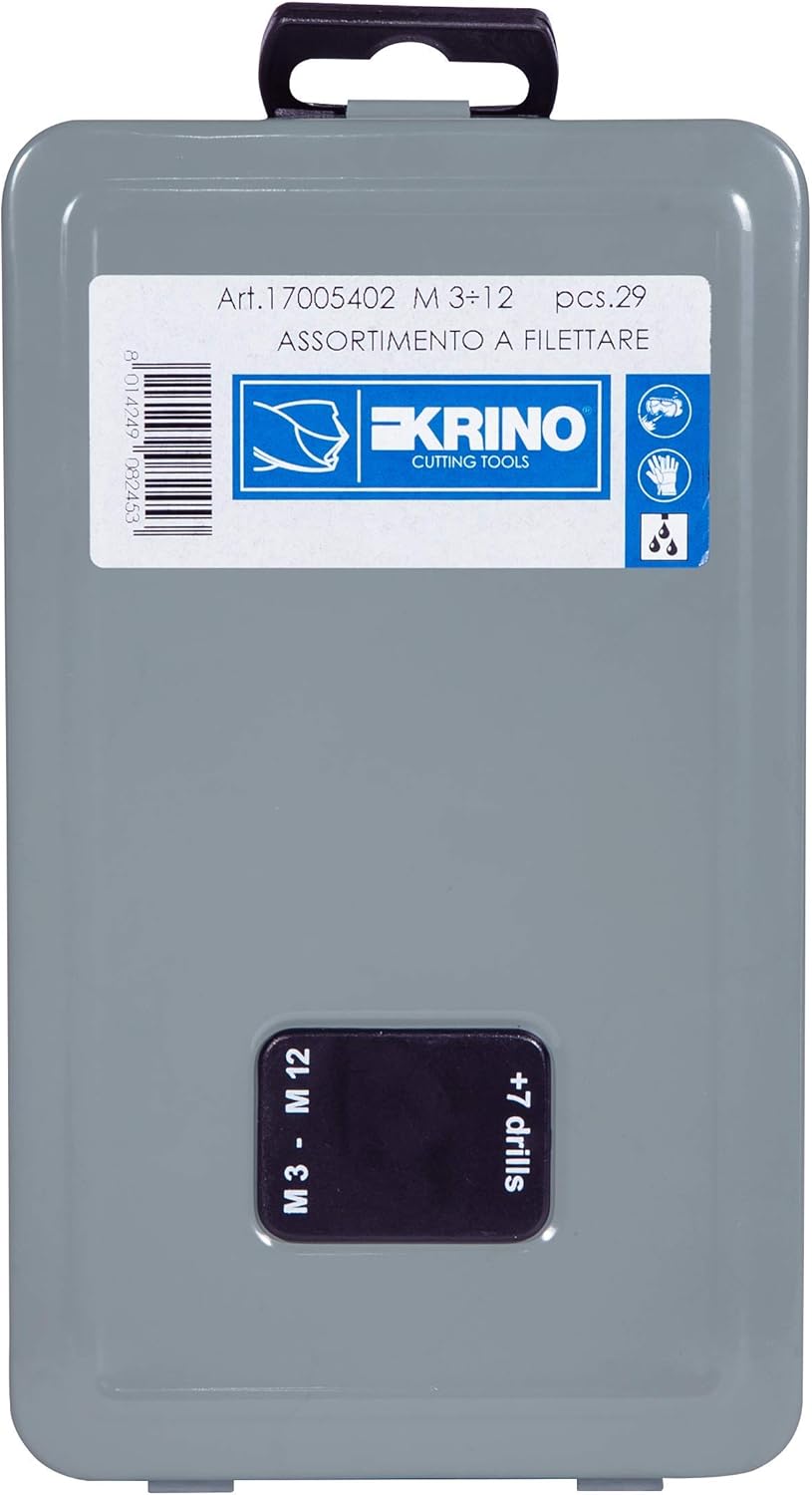 Krino 17005402 - Set of 7 Metric Hand Tap Set of 3 Pieces, 7 Rolled Bits and 1 Alloy Tap - 29 Pieces, Steel - Image 3
