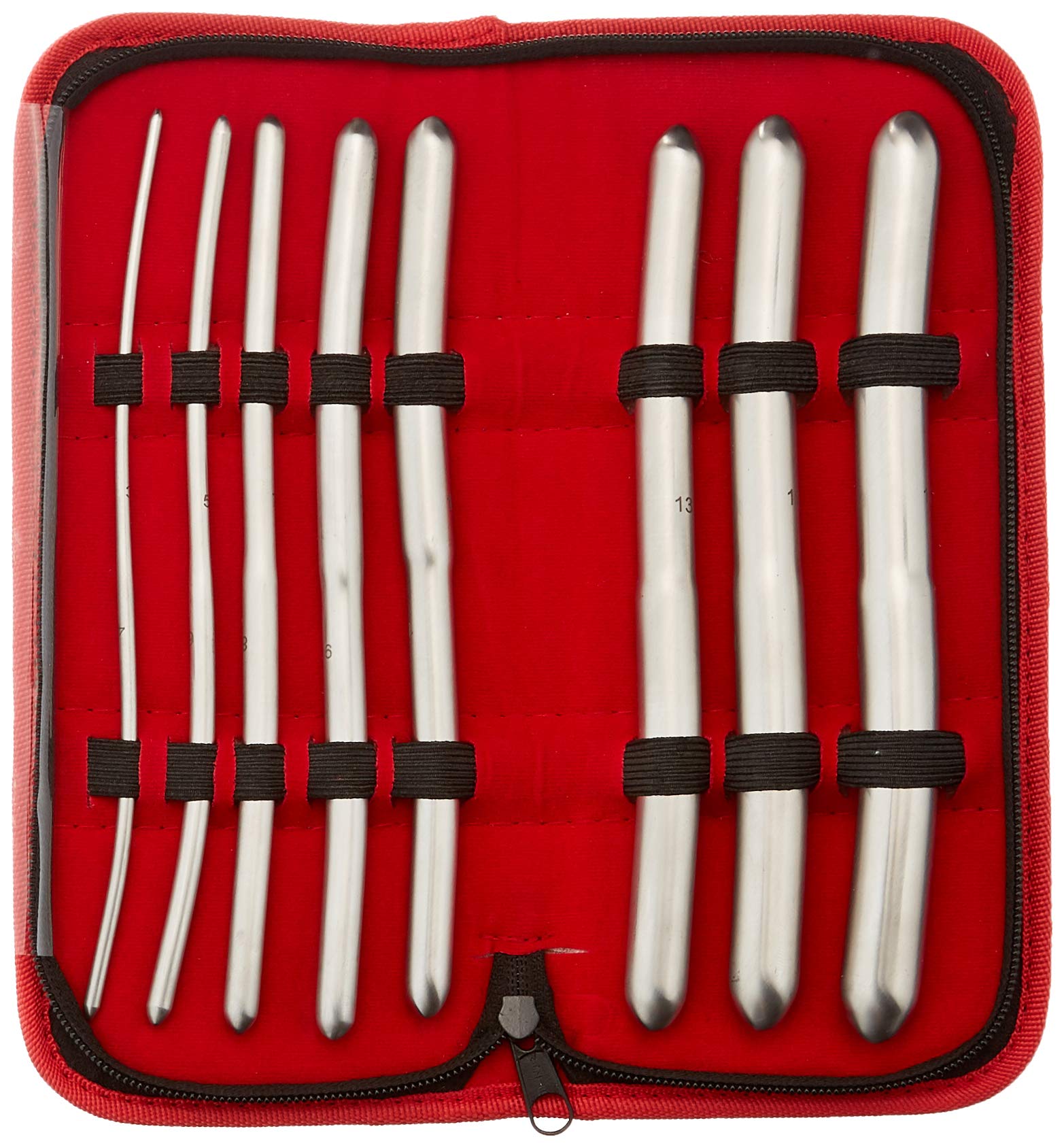 Triune Hegar-Sound-Double End Dilator, 8 Pieces Set, Brushed Steel