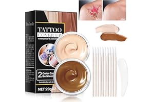 MIELIKKI Tattoo Cover Up Makeup, Waterproof Tattoo Concealer for Tattoos, Scars, Dark Spots, Vitiligo, 2 Colors Professional Tattoo Concealer X 20ML, Use on Body, Legs, Arms