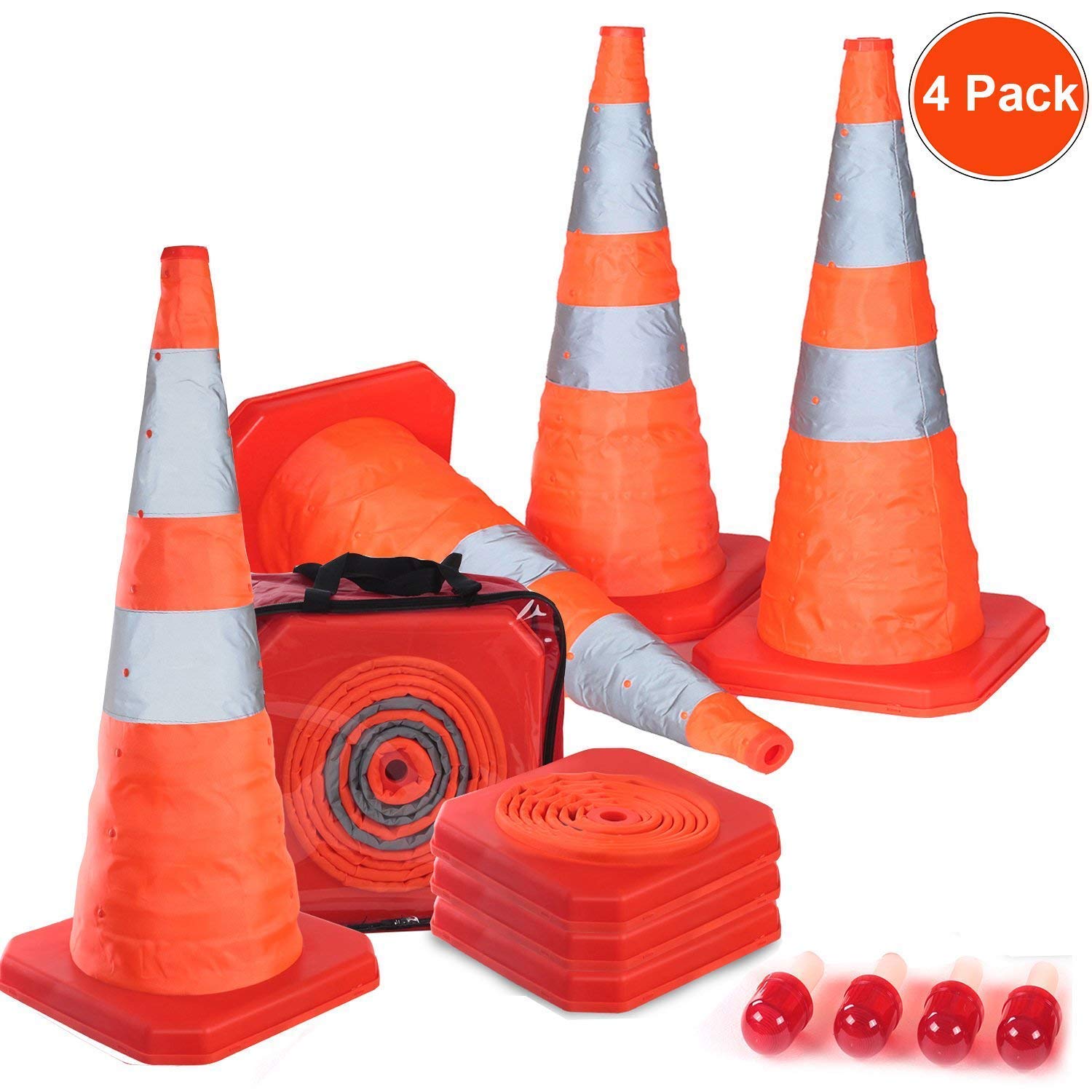 4pcs Collapsible Traffic Cones Road Parking Cones Safety Construction ...