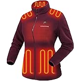 Venustas Women's Fleece Heated Jacket with Battery Pack, Soft Lightweight Heating Coat for Outdoor Activities