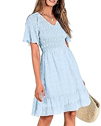 BTFBM Womens V Neck Casual Vacation Dress Short