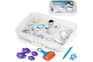 MADZEE Winter Wonderland Snow Sand Playset, Creativity Toy Sensory Bin with Arctic Animal Figures, 2 Lbs of Sand and Snowman Molds for Boy Girl Kid Toddlers Age 3-8