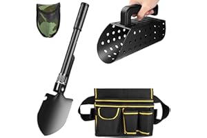 Dmyond Metal Detector Accessories - Includes Sand Scoop for Metal Detecting, Collapsible Shovel and Metal Detection Finds Bag, for Beach Shelling, Sand Sifter, Digging Loosening Planting
