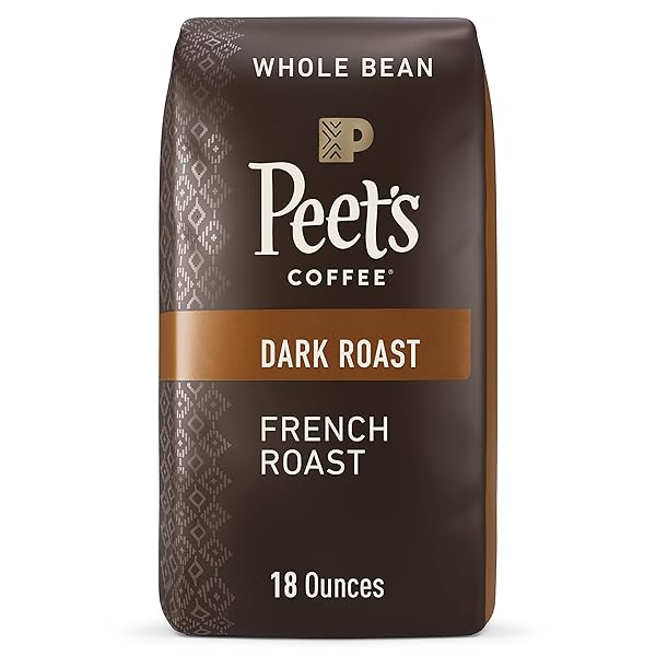 PEET’S COFFEE, DARK ROAST WHOLE BEAN COFFEE – FRENCH ROAST 18 OUNCE BAG