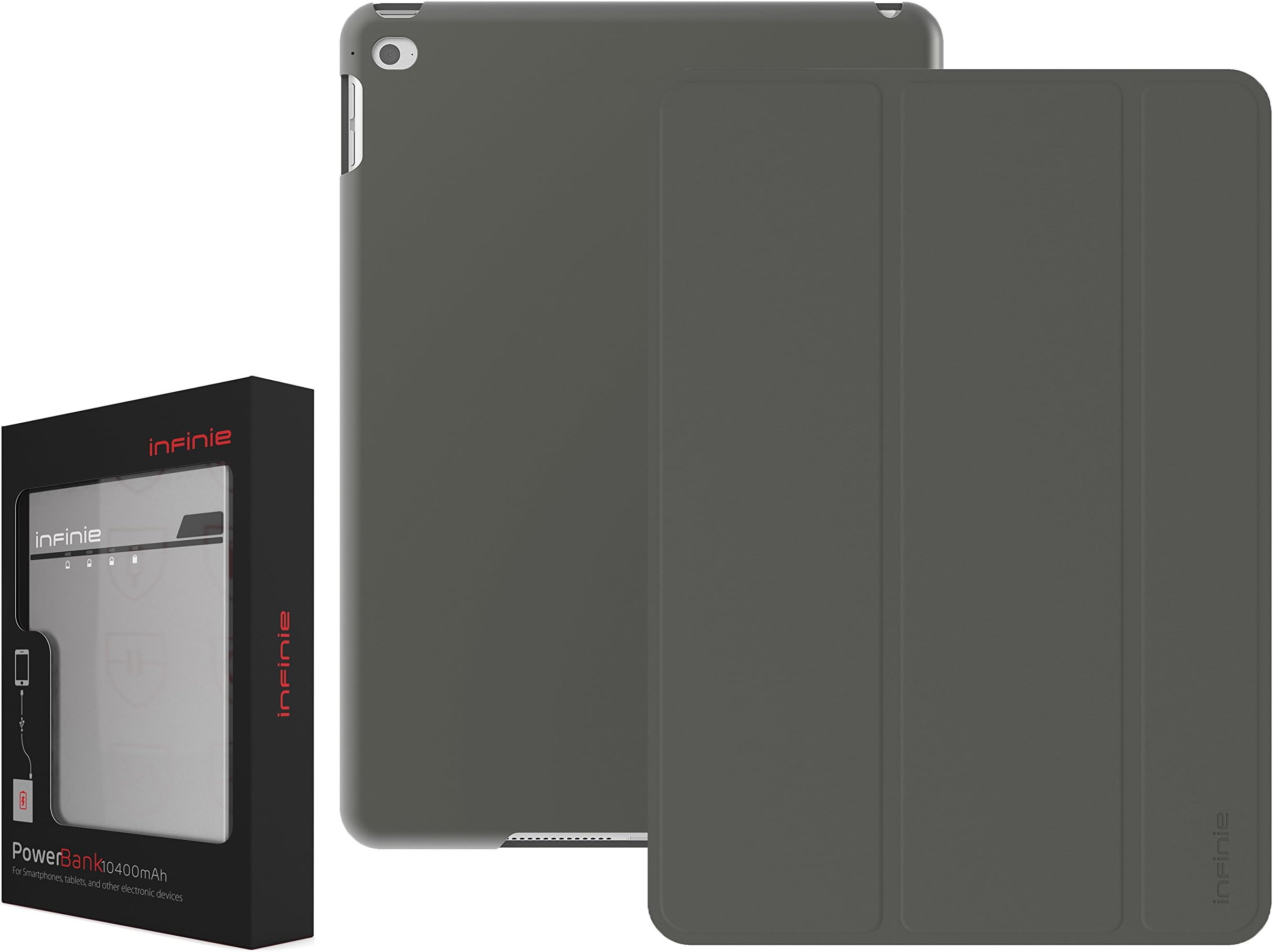 Ultra Slim iPad Air 2 Case with 10000mAh Portable Charger and External Battery, Infinie Dark Gray