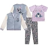 Disney Lilo & Stitch Girls Pants with Varsity Cardigan and Short Sleeve T-Shirt 3 Piece Set for Little to Big Kids