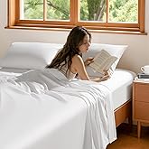 AiAngu 100% Egyptian Cotton Sheets Set, Luxury 2000 Thread Count Egyptian Cotton Bed Sheets 4 PC, Silky Soft,Breathable & Cooling Sheets, 16" Deep Pocket(King, White)