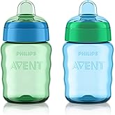 Philips Avent My Easy Sippy Cup, Soft Spout, Spill-Proof, 9 oz, BPA-Free | Ages 12-24 Months, Spill-Proof Valve, Soft Silicone Spout, Rippled Grip Texture, Easy to Clean, Blue/Green, 2-Pack, SCF553/25