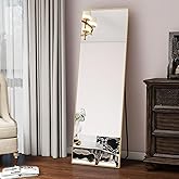 Koonmi 56"x21" Floor Mirror Full Length, Bedroom Floor Body Mirror with Stand, Large Gold Mirror, Leaning, Standing or Hanging Horizontally/Vertically
