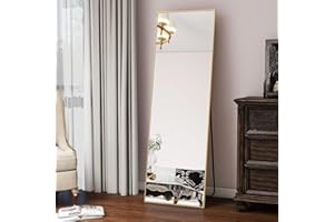 Koonmi 56"x21" Floor Mirror Full Length, Bedroom Floor Body Mirror with Stand, Large Gold Mirror, Leaning, Standing or Hanging Horizontally/Vertically