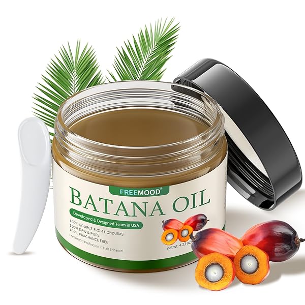 RAW BATANA OIL FOR HAIR GROWTH, 100% NATURAL & PURE, DR. SEBI BATANA OIL RAW FROM HONDURAS UNREFINED AND ORGANIC, CARE FOR HAIR THICKNESS, SCALP & SKIN, WITH SMALL SCOOP, 4.23 OZ / 120G
