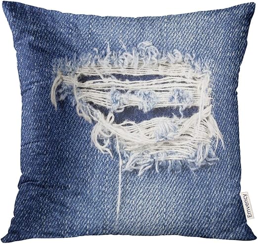 Amazon Com Upoos Throw Pillow Cover Blue Rip Jeans Torn Denim