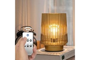 ULAROOM Battery Operated Lamp with Remote Control, Cordless Table Lamps for Home Decor, Portable Dimmable Brightness Small Lamp with Timer for Room Decorative Corner Bedroom (Golden Amber)