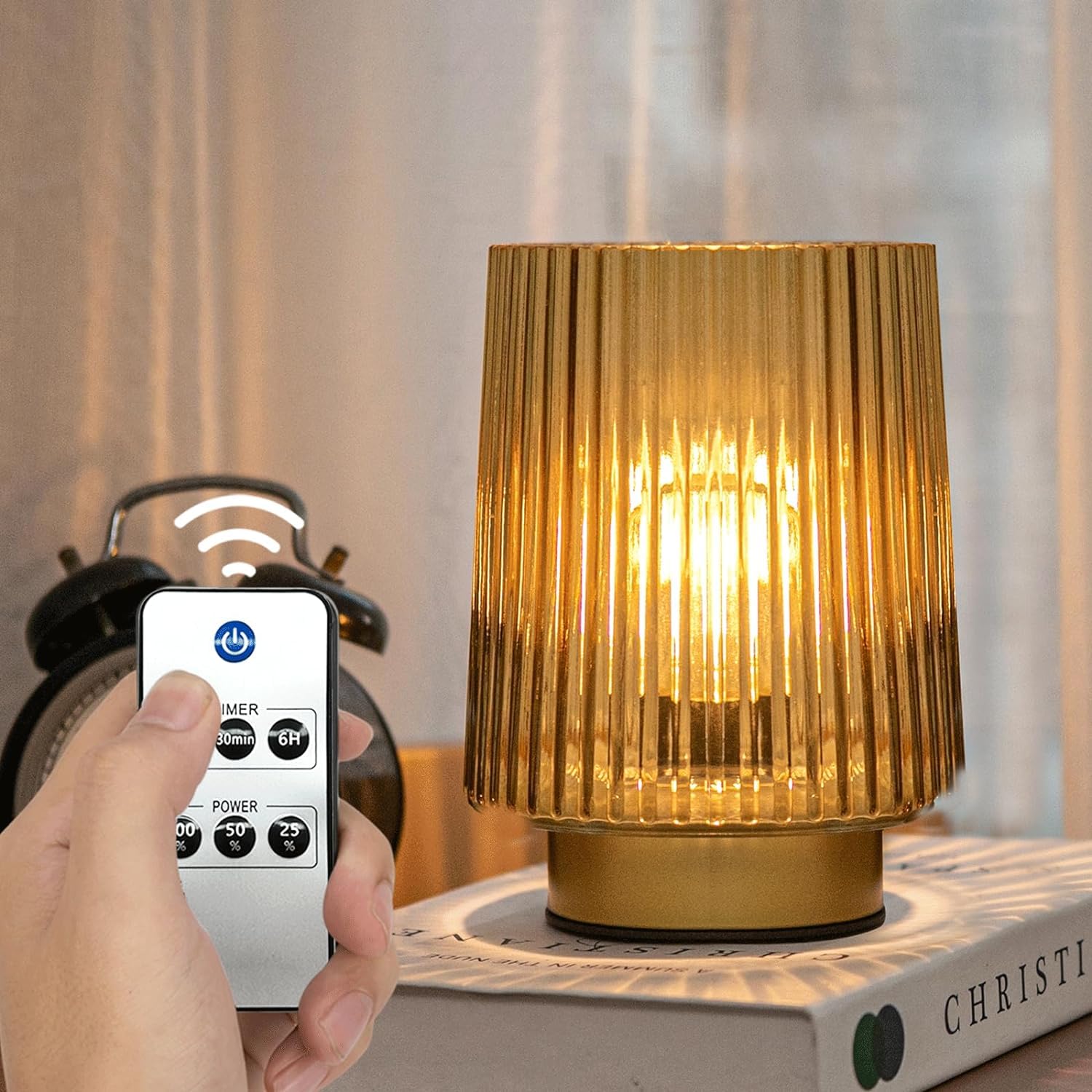 Photo 1 of ULAROOM Battery Operated Lamp with Remote Control, Cordless Table Lamps for Home Decor, Portable Dimmable Brightness Small Lamp with Timer for Room Decorative Corner Bedroom (Golden Amber)